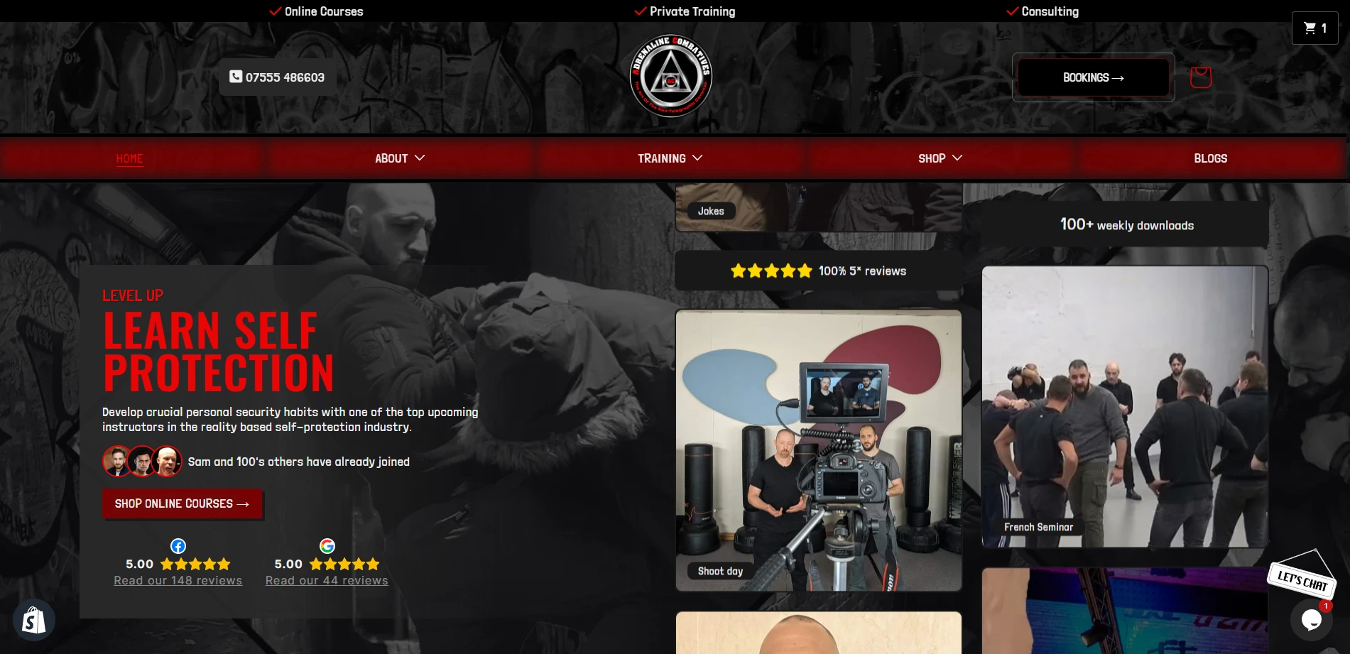 Adrenaline Combatives website screenshot